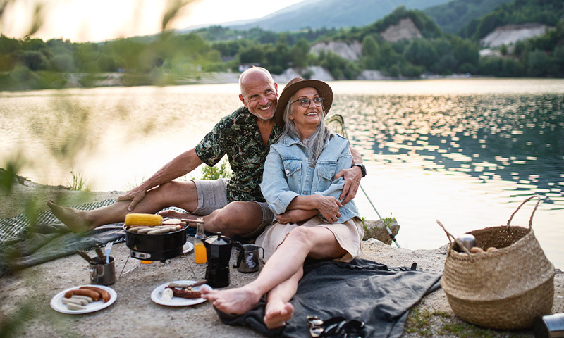 senior couple on vacation safe retirement income